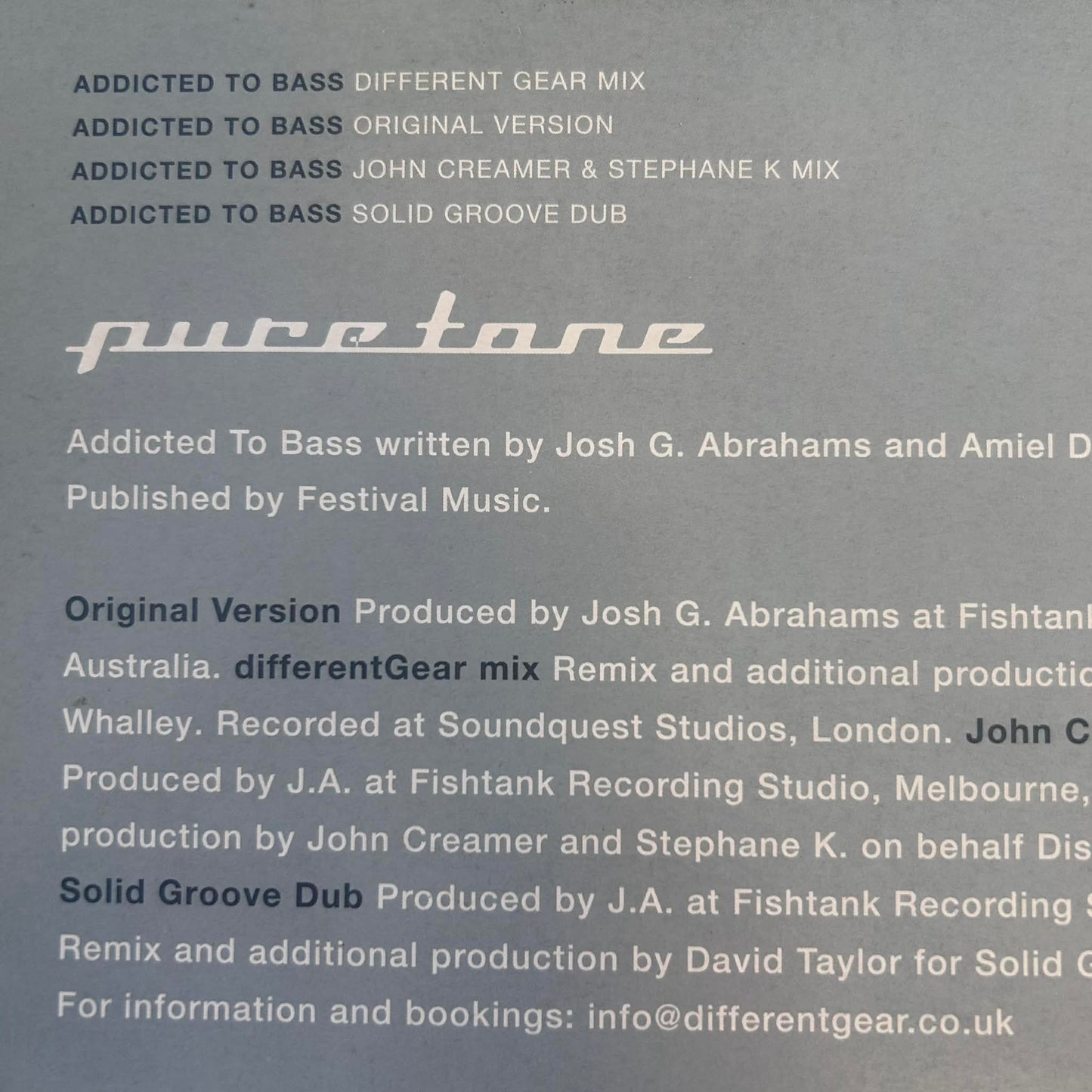 Puretone ‎– Addicted To Bass