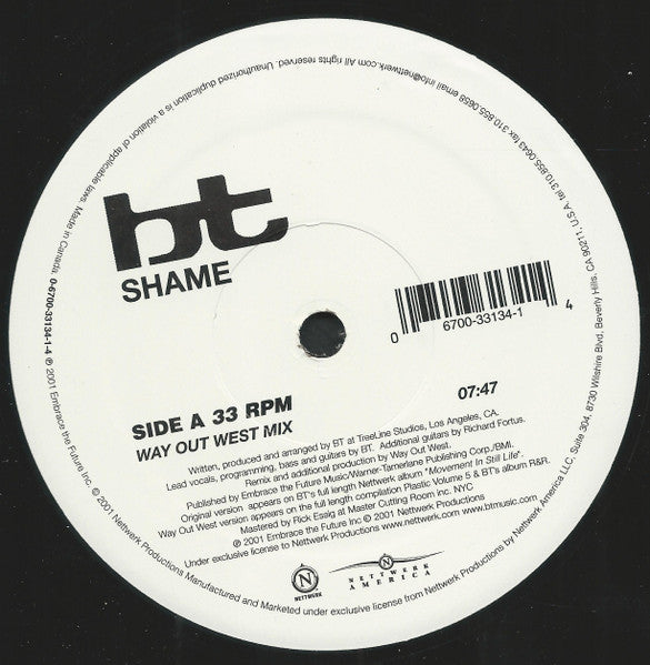 BT – Shame + Never Gonna Come Back Down